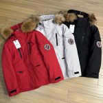 Monk Down Jacket Red Cotton Gabardine Streamlined Cut