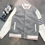 Thom Browne Coat Red Down Embroidery Patch Side Pockets