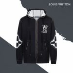 Louis Vuitton Coat Black Cotton Pure Wool Blend Jacquard