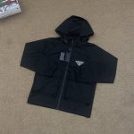 Prada Long-Sleeved Shirts Red Nylon Microfiber Fabric Street Style Metal Logo Zippered Pocket