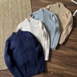 Ralph Lauren Sweater Red Wool Cable Knit Embroidery
