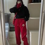 Monk Sweatpants Red Cotton Pure Fleece Winter