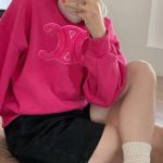 Celine Hoodies Red Cotton Pure Autumn Winter And Embroidery