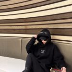 Archaeopteryx Hoodie Black Cotton Pure Double-Sided Fabric Autumn Winter Embroidery Heavy