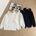 Nike Hoodie Red Cotton Fleece Autumn Winter And Even Stitching Embroidery 3D