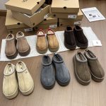 Ugg Sneakers Red Eva Polyester Fiber Fleece Sheepskin Suede Autumn Winter