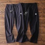 Descente Pants Red Nylon Fleece Fabric Running Autumn Winter Zippered Pocket