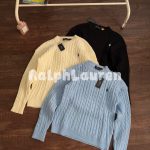Ralph Lauren Long-Sleeved Shirts Red Cotton Pure Jacquard Cable Knit Pattern Embroidery