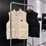 Prada Vest Black Cotton Pu Leather Winter