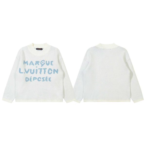 Louis Vuitton Sweater Blue Wool Blend Jacquard