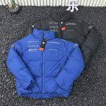 Descente Down Jacket Blue Cotton Feather Goose Adhesive Nylon Microfiber Velvet Pu Leather