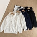 Lacoste Hoodie Blue Cotton Fleece Autumn Winter And Even Stitching