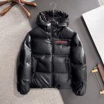 Prada Down Jacket Red Goose Duck Nylon Premium Quality Zippered Pocket