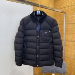 Prada Coat Black Cotton Duck Down Corduroy