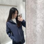 Dior Jackets Blue Cashmere Jacquard Simple And Elegant Autumn Winter Pattern
