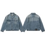 Prada Coat Blue Cotton Pure Top-Grain Cowhide Denim Sophistication Embroidery