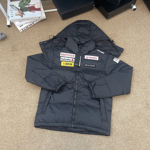 Descente Shirts Red Down Autumn Winter Patch