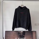 Balenciaga Hoodie Red Cotton Combed Autumn Winter Embroidery