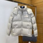 Prada Down Jacket Beige Goose Nylon Fabric