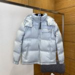 Prada Down Jacket Blue Goose Nylon Fabric