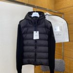 Moncler Outerwear Black Goose Down Nylon Knitted Fabric Relaxed Fit