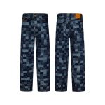 Louis Vuitton Jeans Blue Denim Embroidery Leather Patch