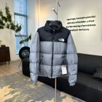 North Down Jacket Red Silk Duck Nylon Spring Embroidery