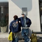 Stussy Jacket Red Cotton Denim Embroidery Heavy