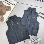 Stone Island Vest Red Cotton Down Mesh Exquisite Workmanship Winter