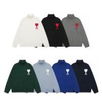 Ami Shirts Red Cotton Pure Cashmere Down Polyester Jacquard Street Style