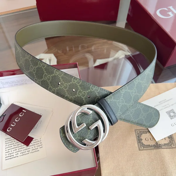 Gucci Men'S Belts Green Coated Fabric Forest Spring Early