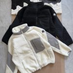 Descente Outerwear Red Wool Lambswool Fleece Relaxed Fit Urban Style Street Winter Cuff Stitching