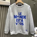 Louis Vuitton Long-Sleeved Sweatshirt Silver Cotton Fleece Simple Style Autumn Winter