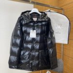 Moncler Down Jacket Red Nylon Fabric Glossy Finish