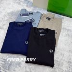 Fred Perry Long-Sleeved Shirts Red Cotton Pure Autumn Winter Embroidery
