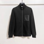 Loewe Coat Red Fleece Genuine Leather Ribbed Fabric