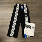 Adidas Wide-Leg Pants Red Polyester Lace Embroidery Heavy