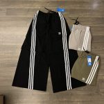 Adidas Wide-Leg Pants Red Polyester Lace Embroidery Heavy
