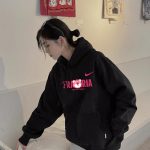 Nike Hoodie Red Cotton Pure Fleece Ribbed Fabric Winter