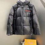 Prada Down Jacket Red Nylon Autumn Winter Zippered Pocket