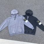 Stone Island Hoodie Red Cotton Street Style Autumn