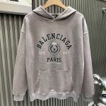 Balenciaga Hoodie Ash Cotton Pure Adhesive Style Spring Autumn Cracking Treatment