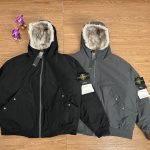 Stone Island Cotton-Padded Coat Red Cotton Down Polyester Ribbed Fabric Exquisite Workmanship Street Style Winter Early