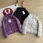 Lululemon Coat Red Goose Down Simple Design Winter Zippered Pocket