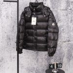 Moncler Outerwear Black Wool Duck Down Glossy Finish