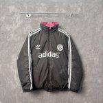 Adidas Long-Sleeved Shirt Red Cotton Down Nylon