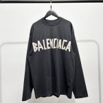 Balenciaga Long-Sleeved Shirts Red Cotton Pure Rubber Neckline Stitching