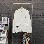 Chrome Hearts Coat Red Cotton Pure Street Style Understated Embroidery