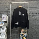 Chrome Hearts Coat Red Cotton Pure Street Style Understated Embroidery