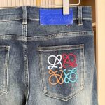 Loewe Jeans Red Denim Slim Fit Leather Patch
